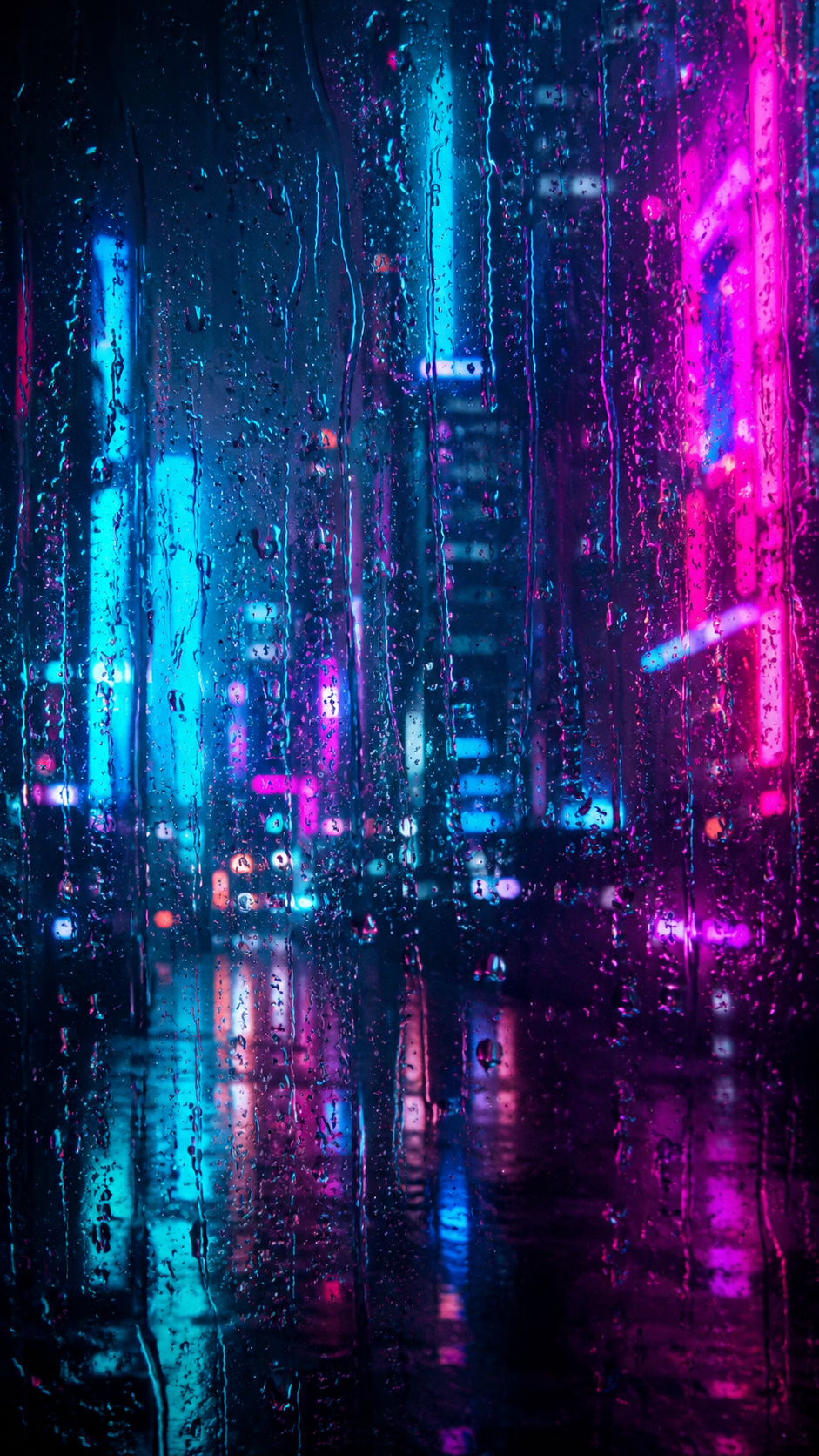 Neon Rain Cyber Glow phone wallpaper